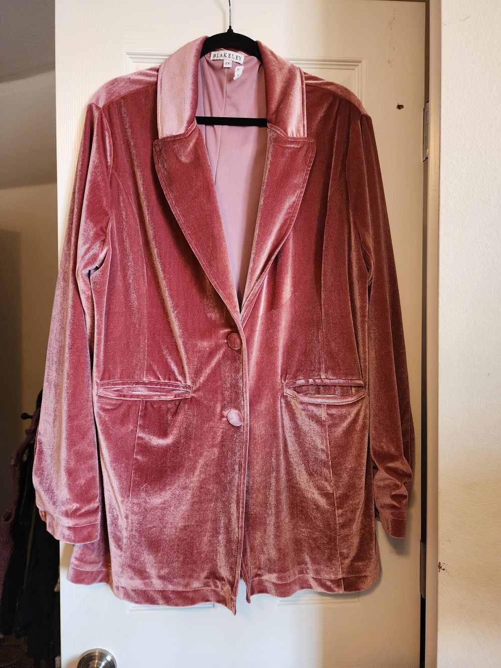 Blakeley Dusty Rose Pink Velvet Blazer Jacket Size 2X